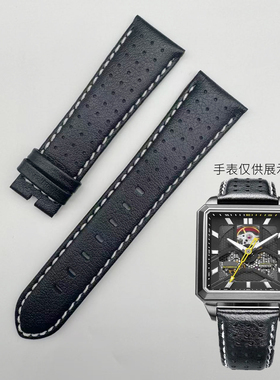 适用飞亚达极限系列原厂牛皮表带黑色GA866001.HBB黑皮白线