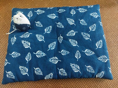 南通特产纯手工蓝麒麟蓝印花布blue calico树叶纹软垫