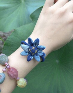 南通特产蓝麒麟蓝印花布blue calico太阳花手链/项链/戒指