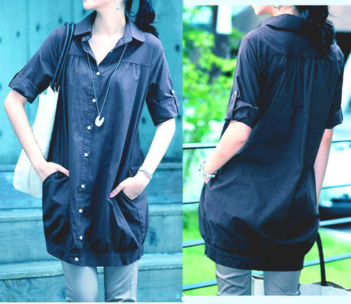 大码天丝棉宽松客衣都衬衫七分袖