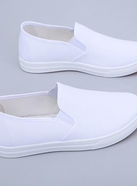 老北京工作布鞋男女白色平底防滑休闲鞋低帮护士鞋透气百搭小白鞋