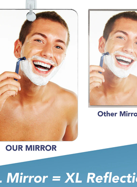 超大防摔防雾浴室剃须化妆镜子Large Fogless Shower Mirror随身