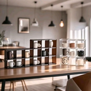 杯子摆放架 茶杯收纳架 DIY搭建手办陈列架桌面多层置物架展示架