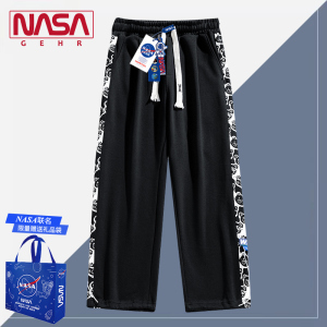 NASA联名美式潮牌春秋冬男女条纹束脚运动休闲卫裤篮球宽松长裤子