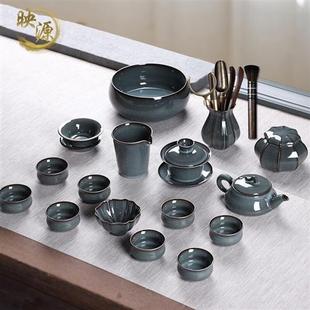 高档青瓷功夫茶具套装 定制映源 家用复古精致陶瓷整套茶具茶壶茶