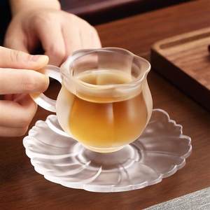 高档一品工坊 心缘堂琉璃花茶杯咖啡杯简约杯小号花茶杯耐热杯碟