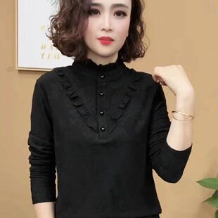春秋季新款洋气磨毛女装妈妈上衣气质时尚秋冬长袖女士打底衫减龄