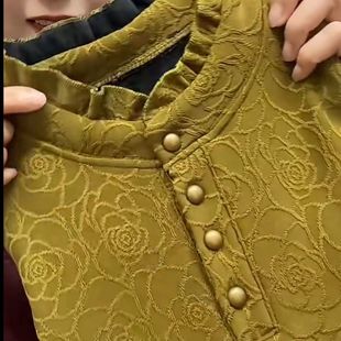 打底百搭上衣女 加绒加厚时尚 洋气木耳边妈妈保暖提花秋冬新款 长袖