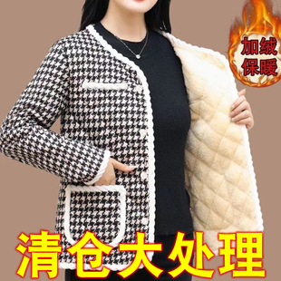 棉衣小香风加绒上衣 小棉衣时尚 高档女装 秋冬加绒保暖外套妈妈新款