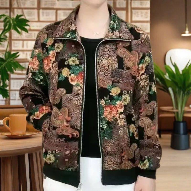中老年妈妈夏装新款防晒外套遮肚子中老年长袖薄款上衣女拉链衫女图片