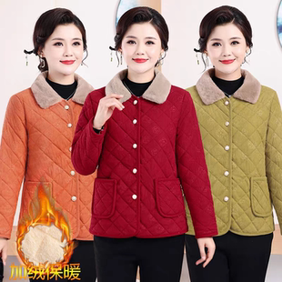 中老年女装秋冬季小棉衣加绒加厚保暖奶奶装棉袄短款妈妈外套小个