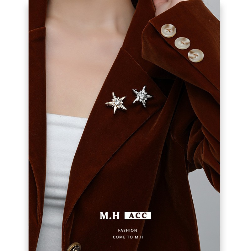 ins五角星锆石胸针小众高级感高档别针时尚气质西装衣饰胸花