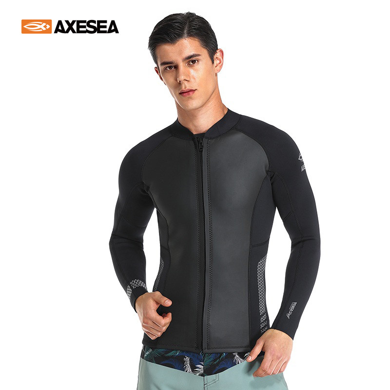 axesea 2/3mm wetsuit 湿衣男上衣水基氯丁橡胶cr防寒冲浪潜水服