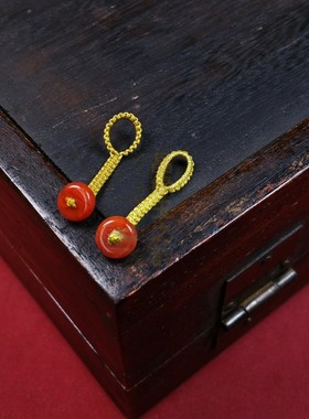 玉石文玩配饰晶缘玉之韵原创LJK-202-ZJ6 手工编南红平安扣链接扣