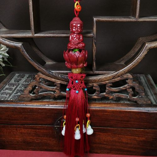 朱砂平安汽车挂件红绳吊坠