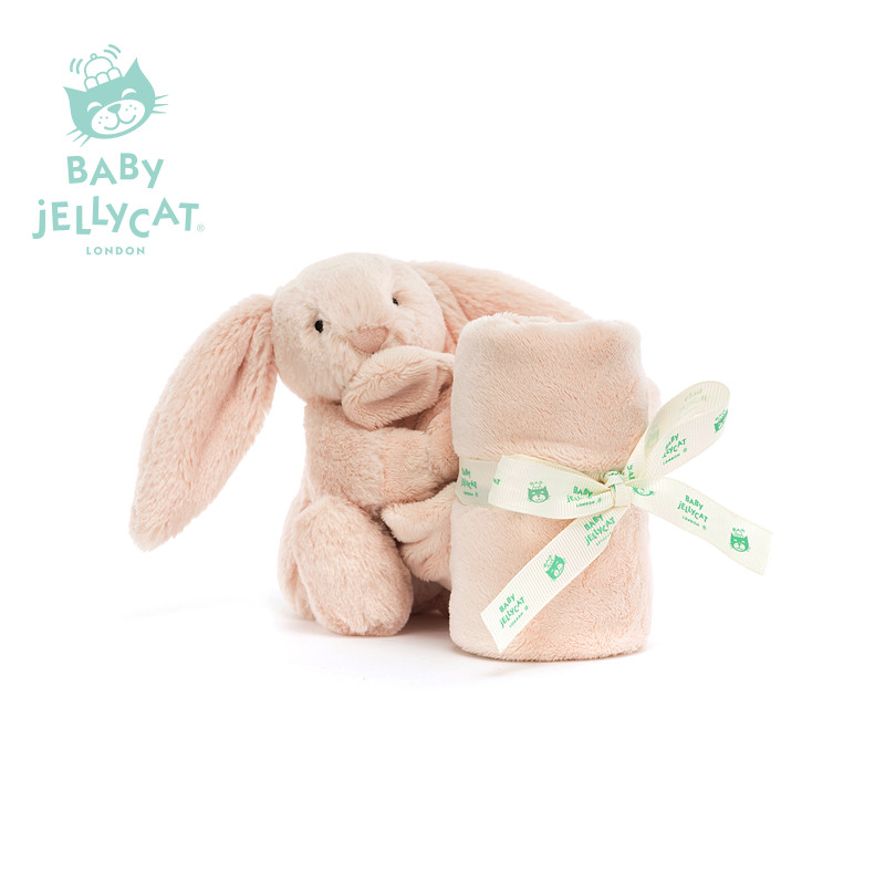 英国Jellycat害羞胭脂粉色邦尼兔安抚巾婴幼儿抓握亲肤毛绒玩具
