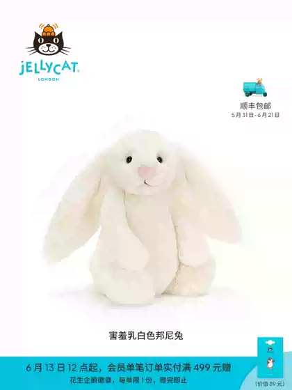 British Jellycat Shy Milky White Bonnie Rabbit Plush Toy Rabbit Doll Birthday Gift