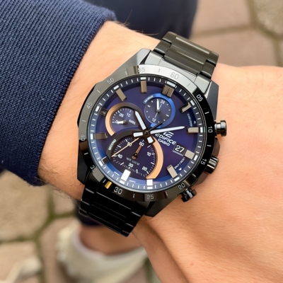 正品Casio卡西欧EDIFICE三眼男士商务休闲石英表计时日历防水腕表