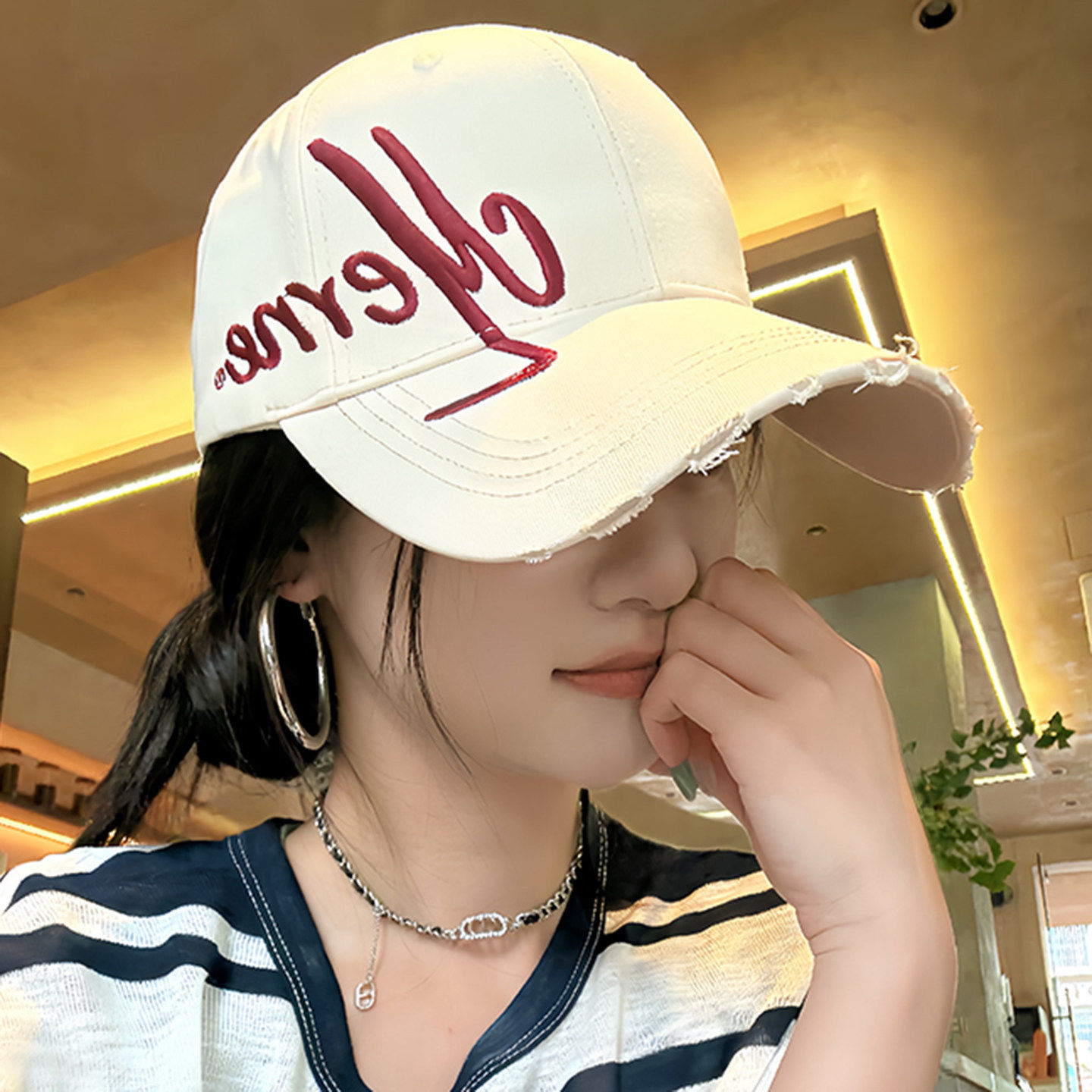 2026新款帽子女大头围字母刺绣