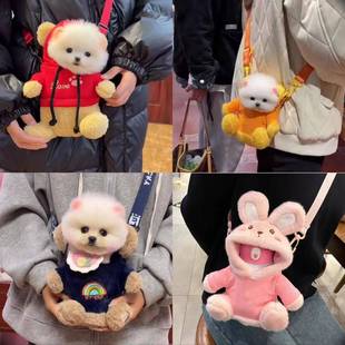 宠物可露头小熊单肩斜挎包茶杯犬包小型犬狗狗猫咪出门拉风便携包