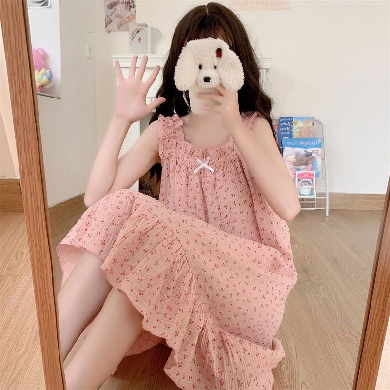 韩版吊带背心睡裙女款夏中长款