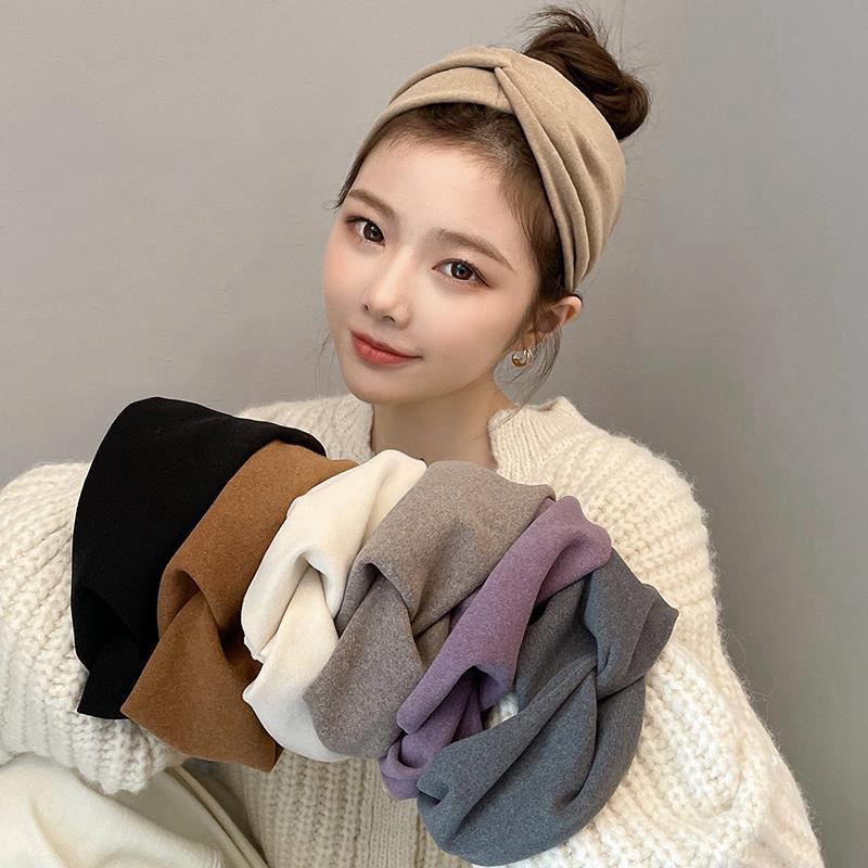 头巾女包头秋冬温柔~韩国气质发箍宽边发带女绑发简约洗脸头套
