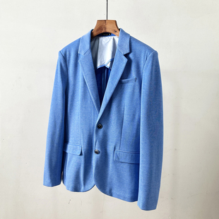 休闲针织西服西装 捡到宝 时尚 春男士 日单高级异纹千鸟格弹力透气