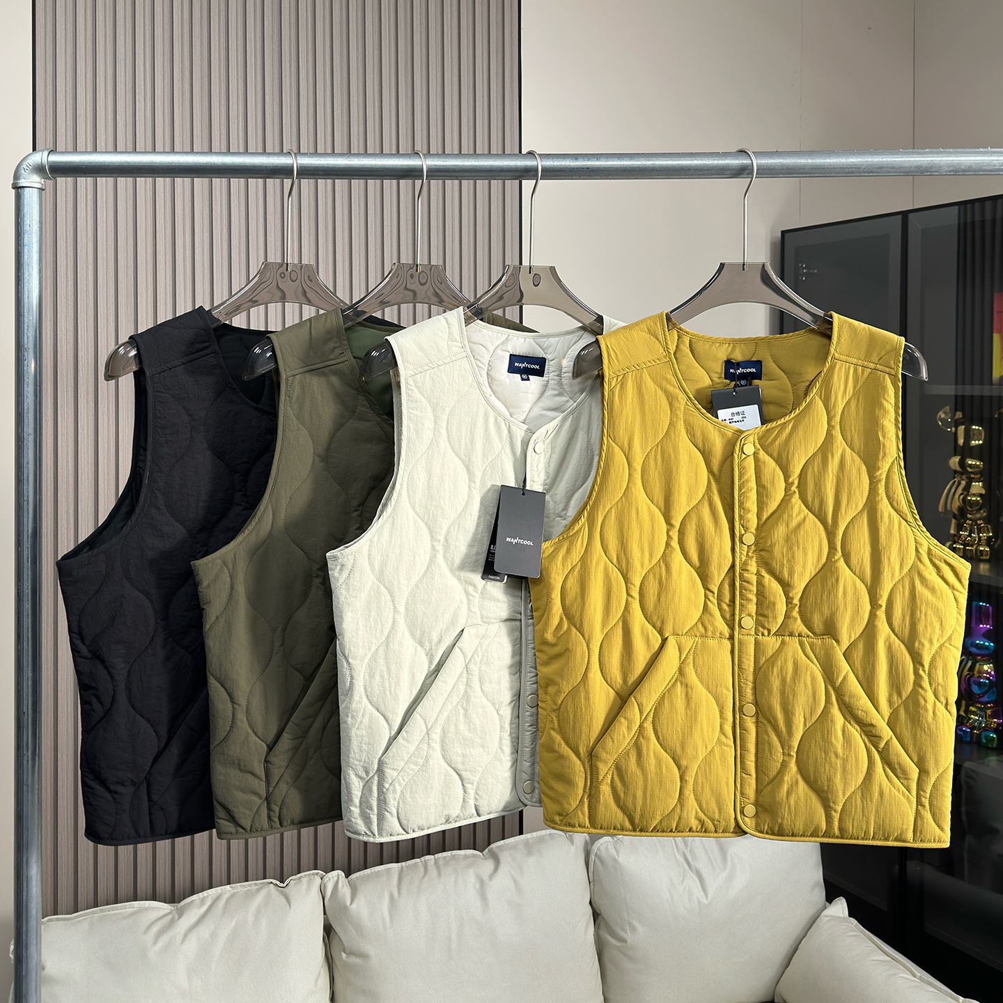 葫芦绗缝+防泼水夹棉马甲背心男