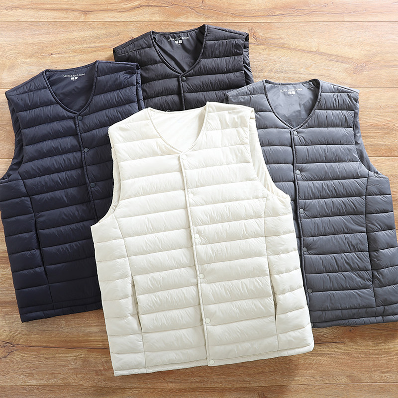 轻便保暖+防风防泼水！外贸尾货秋冬季男士纯色V领无袖坎肩棉马甲,男装,常规马甲,淘宝优惠券,粉丝福利购,淘宝优惠卷