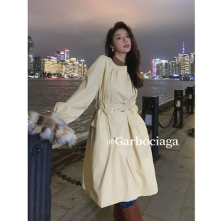 皮衣外套9317 高品蛋白皮设计感长款 Garbociaga龍喜儿 甜甜小奶油