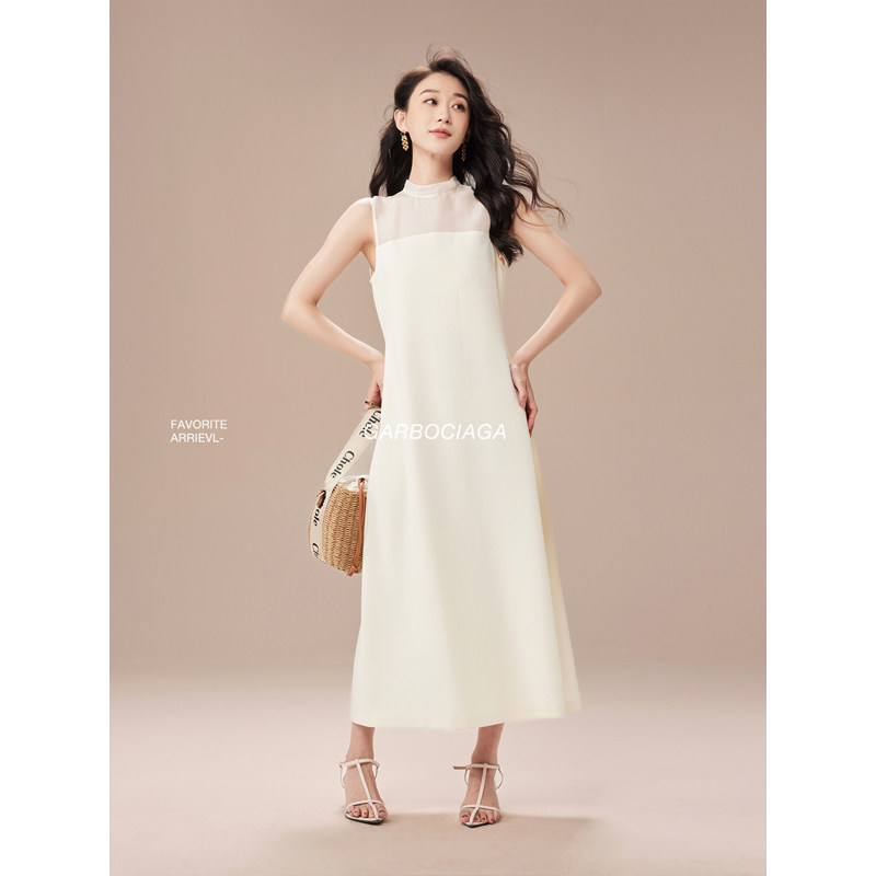 龙喜儿醋酸拼12姆米乔其连衣裙