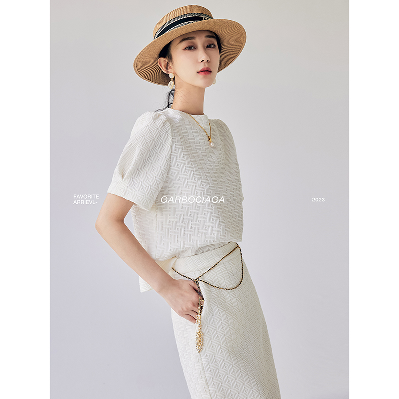 龙喜儿编织松紧半身裙套装