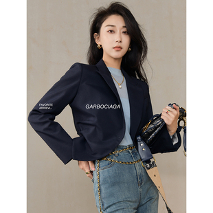 外套5558 精纺绵羊毛高级设计感褶皱西装 Garbociaga龍喜儿 黑曜石