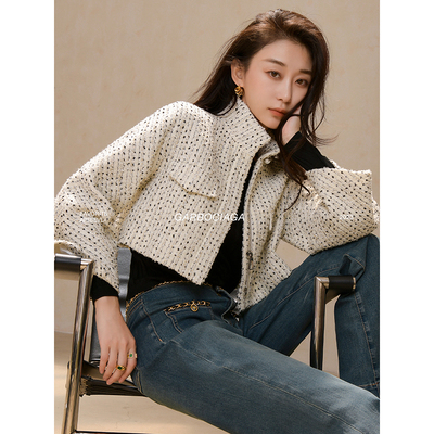 龙喜儿小香风羊毛短外套