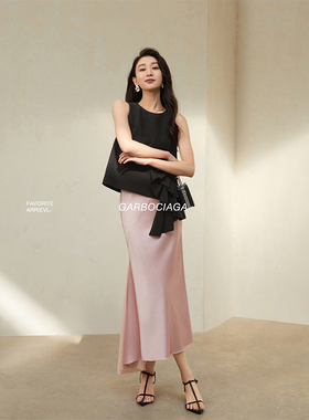 Garbociaga龙喜儿 法式小众醋酸褶皱立体花气质A字背心上衣 6715