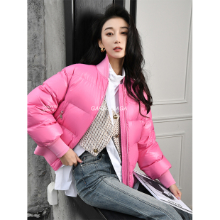 Garbociaga龙喜儿 玫红泡泡糖 90白鸭绒面包蓬蓬短款羽绒服 5092