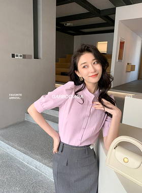 Garbociaga龍喜儿 蜜桃气泡 高密设计感小众打揽泡泡袖衬衫6466