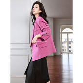 绵羊毛戗驳领垫肩双面呢西装 Garbociaga龍喜儿 雪国战袍 大衣3043