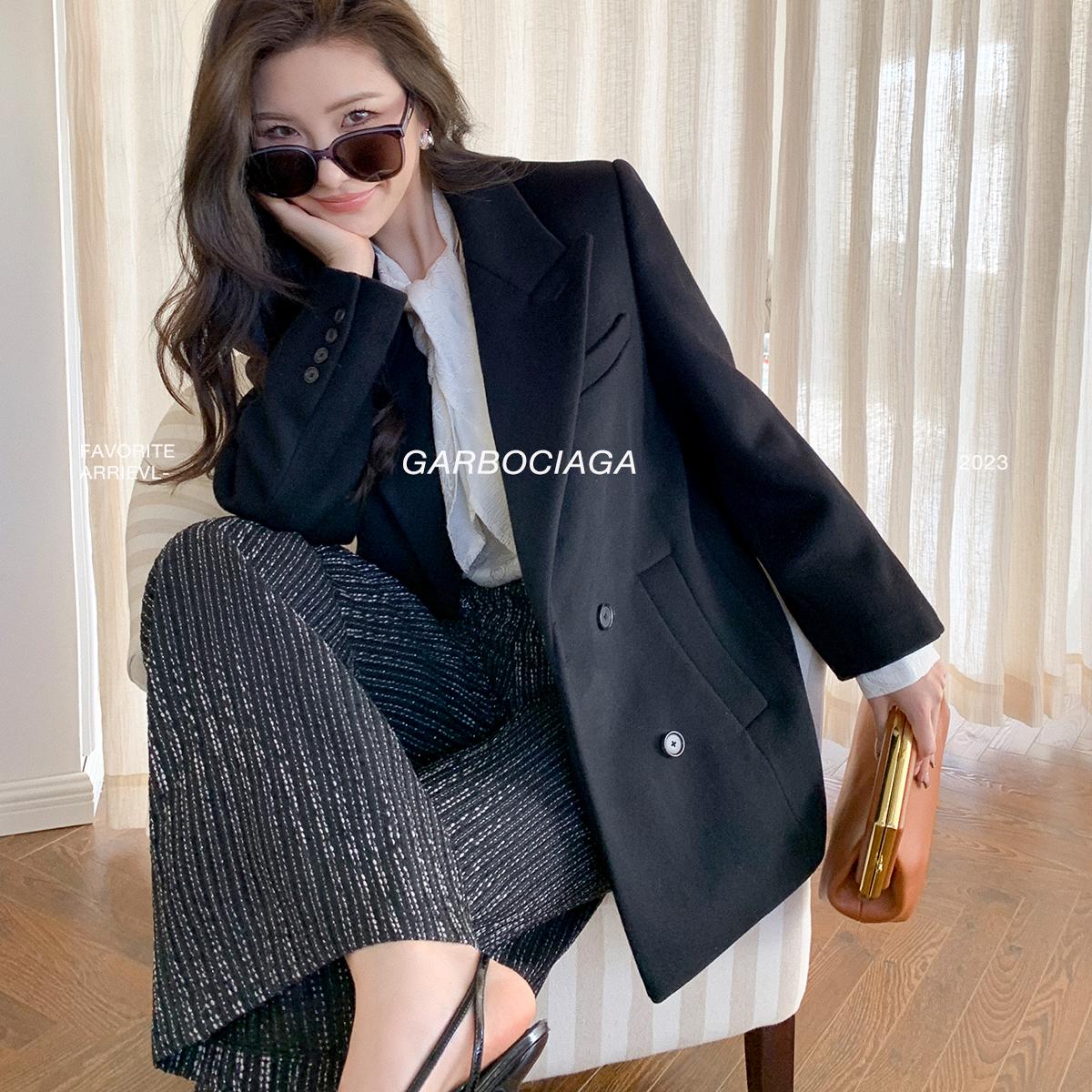 龙喜儿羊毛廓形西装高品质乌Y款