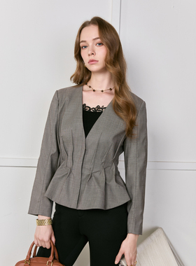 Garbociaga龍喜儿  100%精纺羊毛立裁褶皱V领小外套/裤子 7670