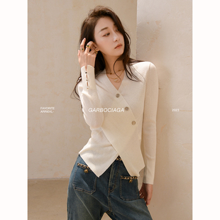 针织衫 Garbociaga龍喜儿 氧气美人 48支羊毛设计感V领修身 3973 女