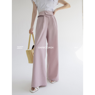 Garbociaga龍喜儿 旺角卡门 高腰纹理腰封垂感抗皱休闲阔腿裤6459