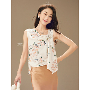 5282 气质优雅显瘦上衣小衫 Garbociaga龍喜儿 醋酸印花法式