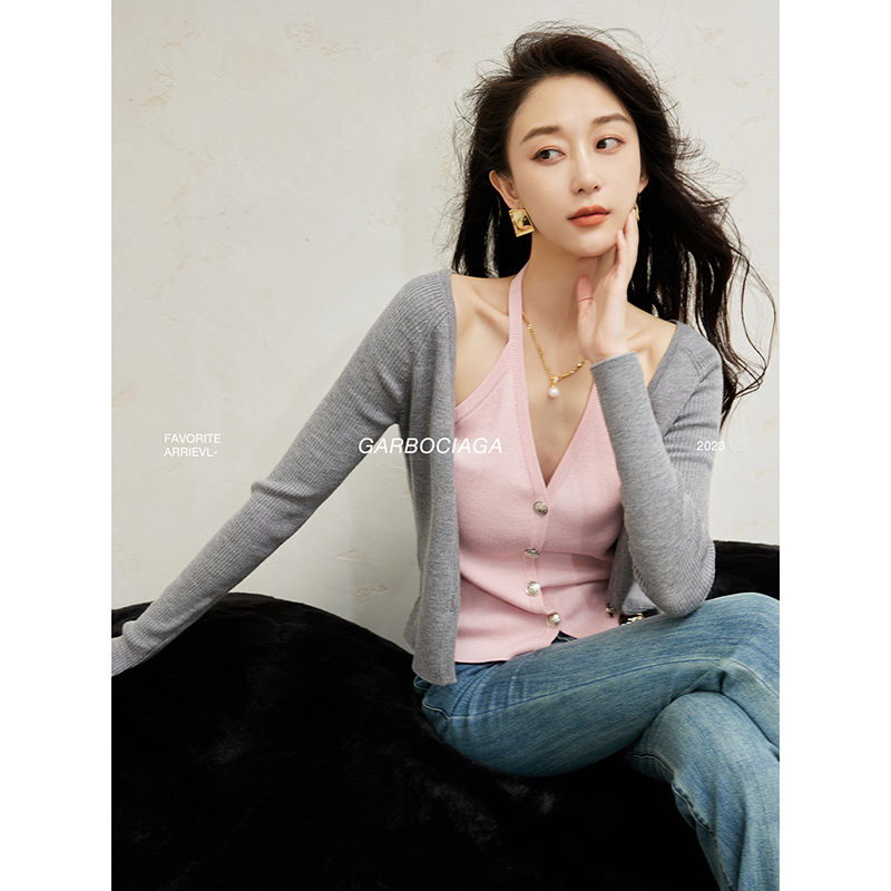 龙喜儿德国扬子纱时尚配色针织衫