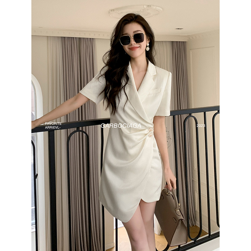 Garbociaga龍喜儿 时尚曼拉 醋酸高级感哑光肌理西装连衣裙女2226