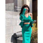 半身裙套装 Garbociaga龍喜儿 修身 葱绿针织吊带开衫 7177 圣法兰