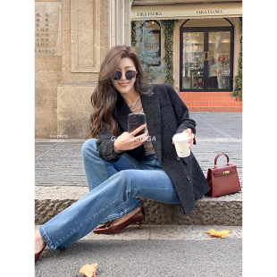 小香风外套2107 肌理感宽松羊毛西装 Garbociaga龍喜儿 英伦三岛