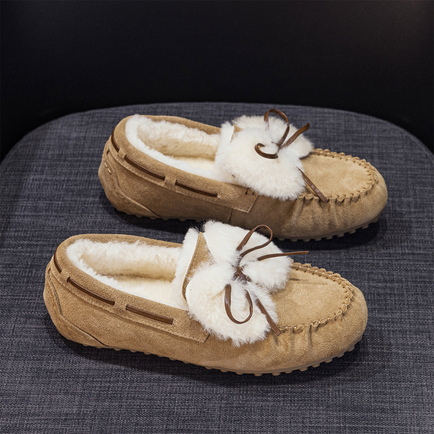 外贸原单特价真皮加绒豆豆鞋女冬季加厚保暖乐福鞋韩版休闲女棉鞋,女鞋,乐福鞋（豆豆鞋）,淘宝优惠券,粉丝福利购,淘宝优惠卷