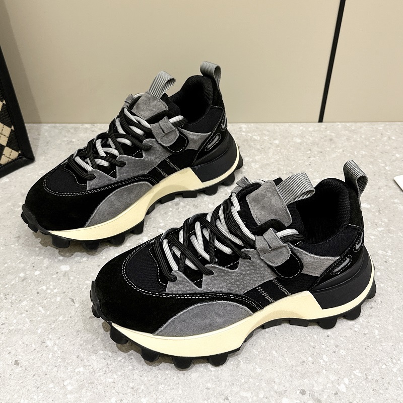 厚底真皮防滑老爹鞋女秋季阿甘鞋