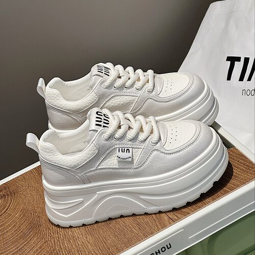 厚底真皮增高板鞋女春季小白鞋潮